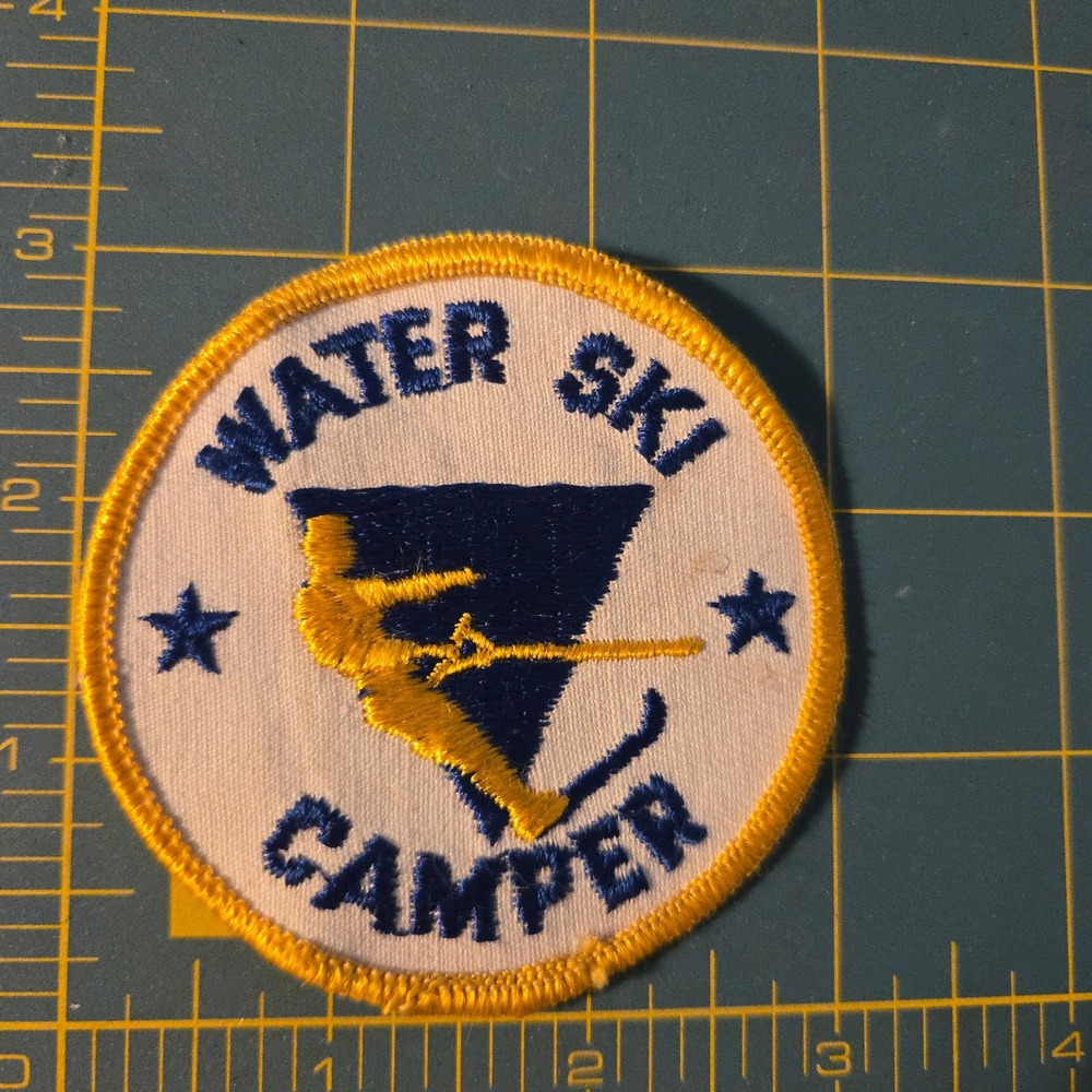 VTG BSA Water Ski Camper Patch 1960s Boy Scouts Of America  White Blu Yellow EUC